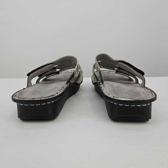 Alegria 40 / 9.5 VEN-718 Pewter Gleam Sandals Leather Wedge Slides Snakeskin - Picture 7 of 10